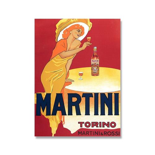 Peinture Sur Toile Publicitaire Martini Et Rossi Des Années 1970, Affiche De Boissons Alcoolisées, Vin, Bière, Décor Mural Classique 40*40cm