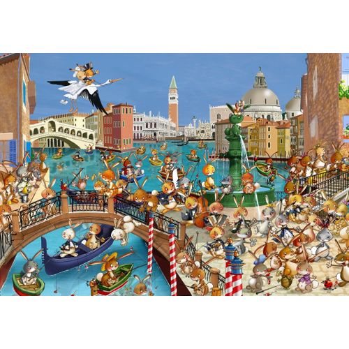 François Ruyer : Les Lapins À Venise - Puzzle 12 Pièces