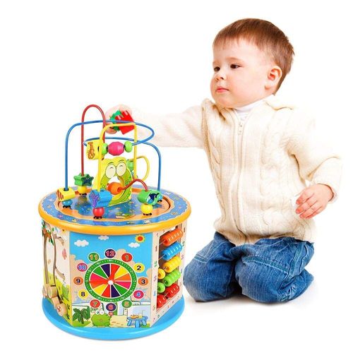 Jouets Grand 8 En 1 Perle Maze Cube First Toddlers Apprentissage Bois Activité Centre Éducatifs Pour Babys Enfants Début Éducation