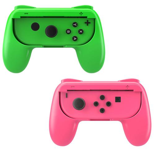 Lot De 2 Manette De Jeu De Nintendo Switch, Kit De Manette Contrôle En Abs Poignée Joy-Con Manette Contrôleur- Rose+Vert