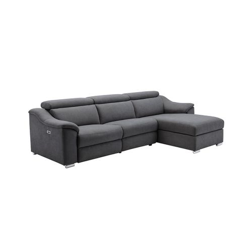Canapé D'angle Relax Électrique En Tissu Anthracite Pedrera - Angle Droit