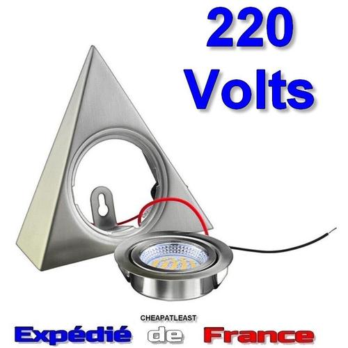 Applique Spot Triangle - Led 220v - Sous Élément Haut Meuble Cuisine Salle De Bain Inox