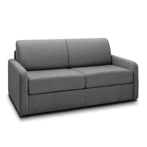 Canapé Convertible Express Mac Mahon Sommier Lattes 120cm Matelas 16cm Tissu Tweed Gris Graphite