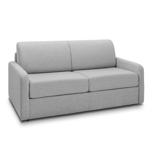 Canapé Convertible Express Mac Mahon Sommier Lattes 160cm Matelas 16cm Tissu Tweed Gris Silver