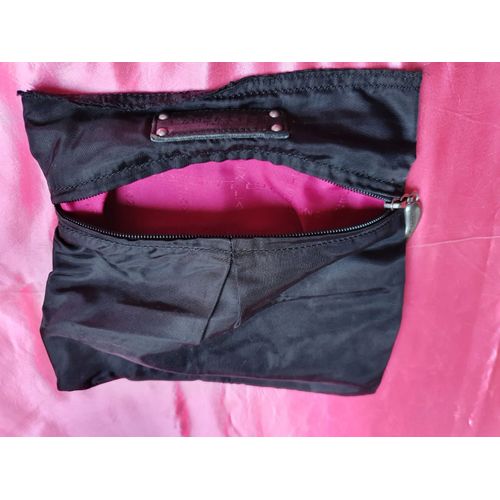 Pochette Zippée Noire Doublée Rose