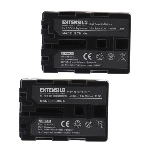 EXTENSILO 2x Batteries compatible avec Sony DSC-F717, DSC-F828, DSC-R1, DSC-S30, DSC-S50 appareil photo, reflex numérique (1600mAh, 7,4V, Li-ion)