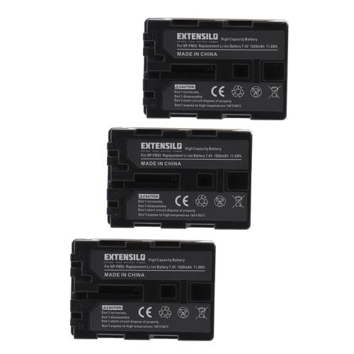EXTENSILO 3x Batteries compatible avec Sony DSC-F717, DSC-F828, DSC-R1, DSC-S30, DSC-S50 appareil photo, reflex numérique (1600mAh, 7,4V, Li-ion)
