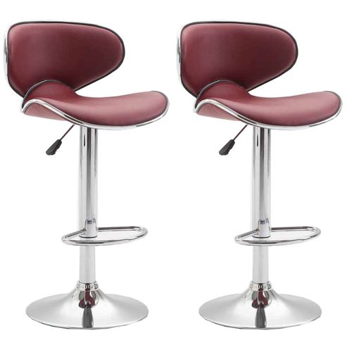 Tabouret De Bar Chaise De Bar X2 Hauteur Réglable Avec Repose Pieds En Synthétique Bordeaux Et Métal Tdb10132