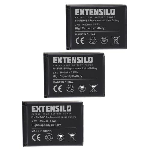 EXTENSILO 3x Batteries remplacement pour Aiptek NP-170 pour appareil photo, reflex numérique (1600mAh, 3,6V, Li-ion)