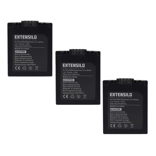 EXTENSILO 3x Batteries compatible avec Panasonic Lumix DMC-FZ8 appareil photo, reflex numérique (750mAh, 7,2V, Li-ion)