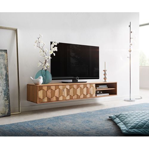 Table Tv Fevo Acacia Nature 160 Cm 2 Portes Buffet Bas Flottant