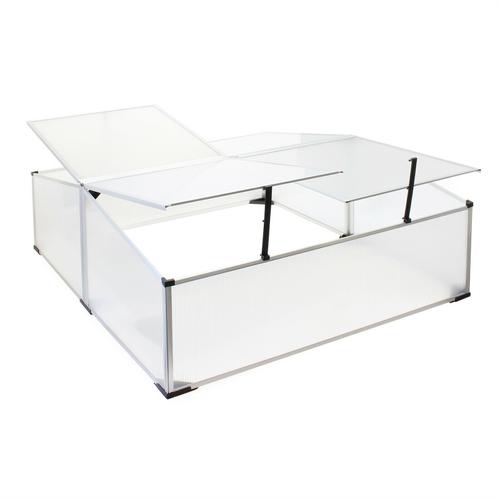 Mini Serre Jardin Double Aluminium Et Polycarbonate 100 X 120 X 40 Cm Ouverture Par Vérin Potager Extérieur Helloshop26 16_0002680