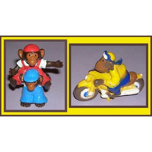 1 Lot De 2 Figurines ( Les Minijumos & Mini-Costo ) ) Les Chimpanzés, En Pvc, Lessive Omo, Année 1996