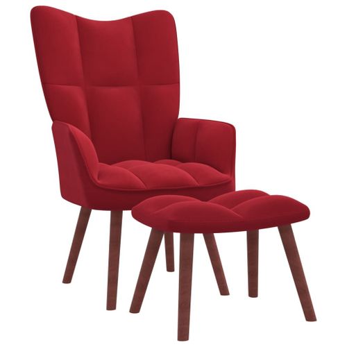 Vidaxl Chaise De Relaxation Avec Repose-Pied Rouge Bordeaux Velours
