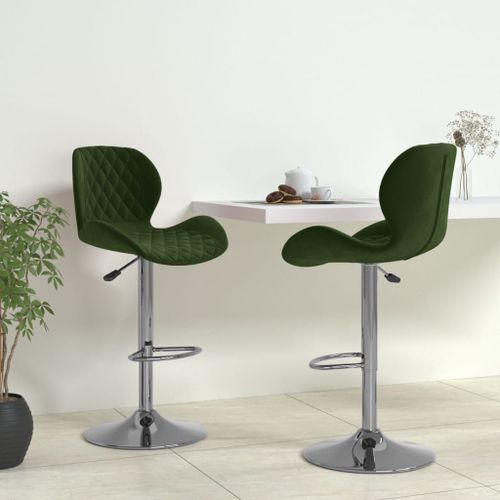 Vidaxl Tabourets De Bar 2 Pcs Vert Foncé Velours