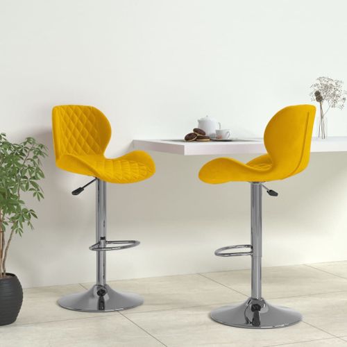 Vidaxl Tabourets De Bar Lot De 2 Jaune Moutarde Velours