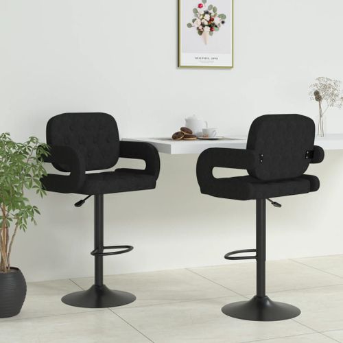 Vidaxl Tabourets De Bar Lot De 2 Noir Tissu