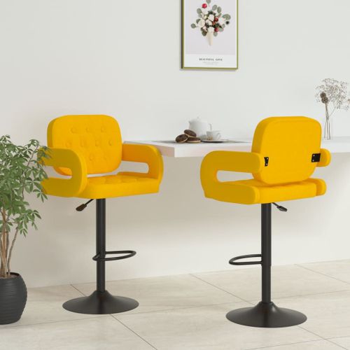Vidaxl Tabourets De Bar Lot De 2 Jaune Moutarde Tissu