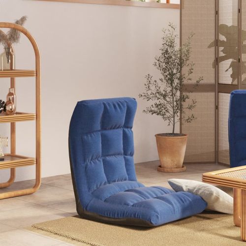 Vidaxl Chaise Pliable De Sol Bleu Tissu