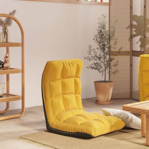 Vidaxl Chaise Pliable De Sol Jaune Moutarde Tissu