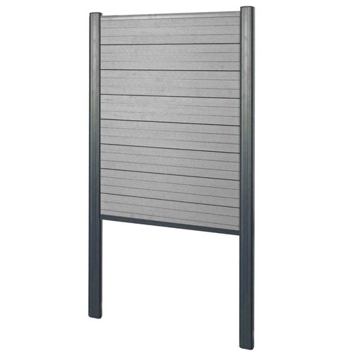 Pare-Vue En Wpc Sarthe, Clôture Coupe-Vent, Poteaux En Aluminium À Bétonner   Élément De Base 100cm Gris