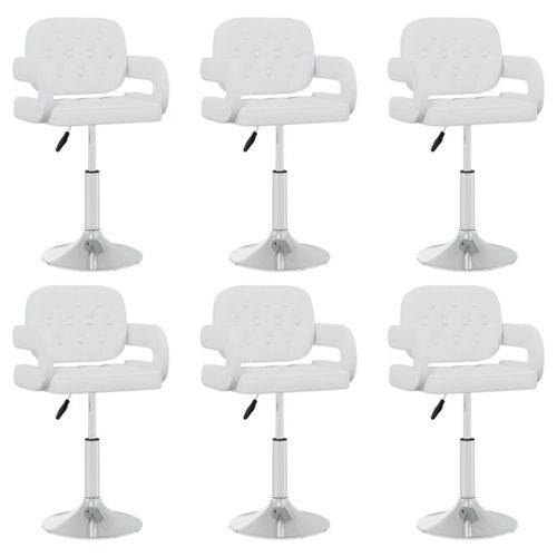 Vidaxl Chaises Pivotantes À Manger Lot De 6 Blanc Similicuir