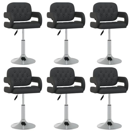 Vidaxl Chaises Pivotantes À Manger Lot De 6 Noir Similicuir