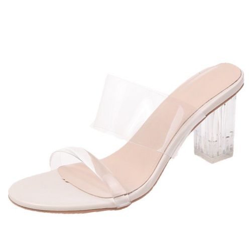Chaussures Talons Hauts Pour Femme, Pantoufles Aérées Et Sexy, Diapositives Transparentes, Bout Carré, La Mode