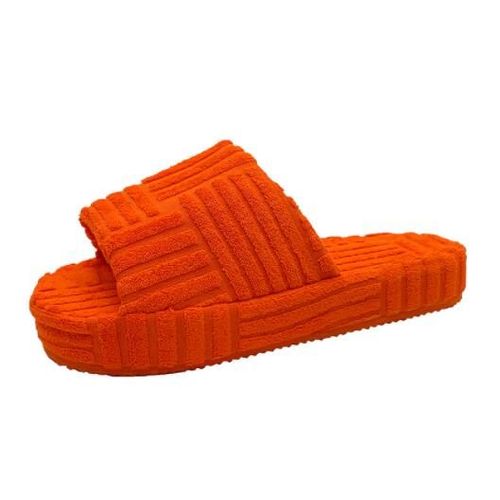 Chaussures De Luxe Semellepaisse Pour Femmes, Nouvelles Pantoufles Décontractées Semellepaisse, Chaudes, En Coton Gaufré, Assorties Avec Tout,