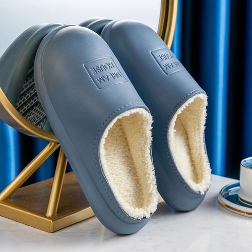 Chaussures De Maison Antidérapantes Imperméables Pour Femmes, Pantoufles D'hiver Chaudes Pour Hommes Et Couples, Pantoufles D'intérieur Antidérapantes En Mousse Mémoire De Forme Souple