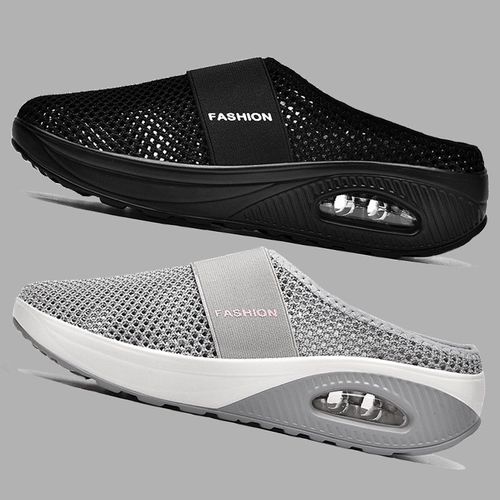Chaussures De Marche Orthopédiques À Coussin D'air Pour Femmes Diabétiques, Mules À Plateforme En Maille, Pantoufles Légères À Semelle Compensée - 35