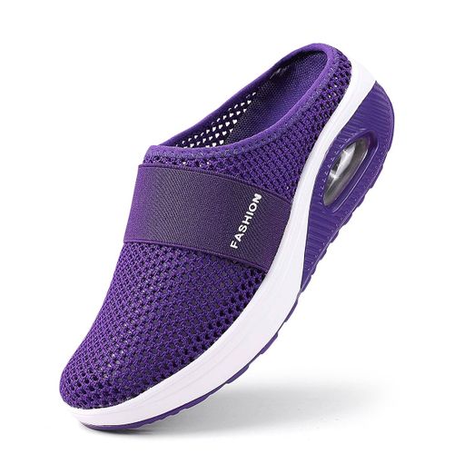 Chaussures De Marche Orthopédiques Coussin D'air Pour Femmes Diabétiques, Mules Plateforme En Maille, Pantoufles Légères Semelle Compensée