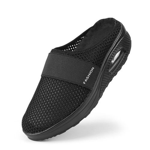 Chaussures De Marche Orthopédiques Coussin D'air Pour Femmes Diabétiques, Mules Plateforme En Maille, Pantoufles Légères Semelle Compensée