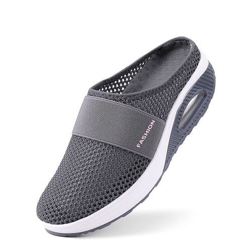Chaussures De Marche Orthopédiques Coussin D'air Pour Femmes Diabétiques, Mules Plateforme En Maille, Pantoufles Légères Semelle Compensée
