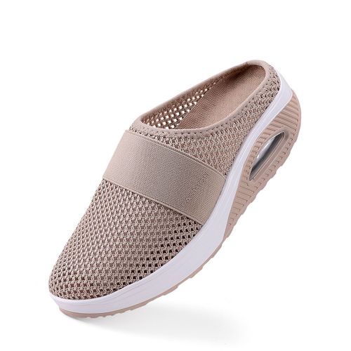 Chaussures De Marche Orthopédiques Coussin D'air Pour Femmes Diabétiques, Mules Plateforme En Maille, Pantoufles Légères Semelle Compensée