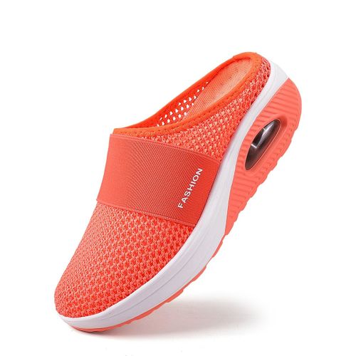 Chaussures De Marche Orthopédiques Coussin D'air Pour Femmes Diabétiques, Mules Plateforme En Maille, Pantoufles Légères Semelle Compensée