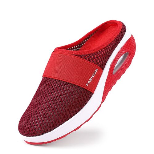 Chaussures De Marche Orthopédiques Coussin D'air Pour Femmes Diabétiques, Mules Plateforme En Maille, Pantoufles Légères Semelle Compensée