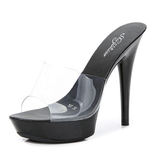 Chaussures De Mariage Plateforme Pour Femmes, Sandales En Pvc, Imperméables, Pantoufles Sexy Talons Hauts, Pour Discothèque, 13cm