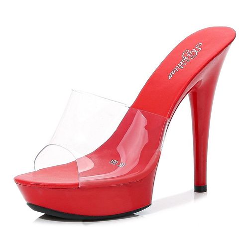 Chaussures De Mariage Plateforme Pour Femmes, Sandales En Pvc, Imperméables, Pantoufles Sexy Talons Hauts, Pour Discothèque, 13cm