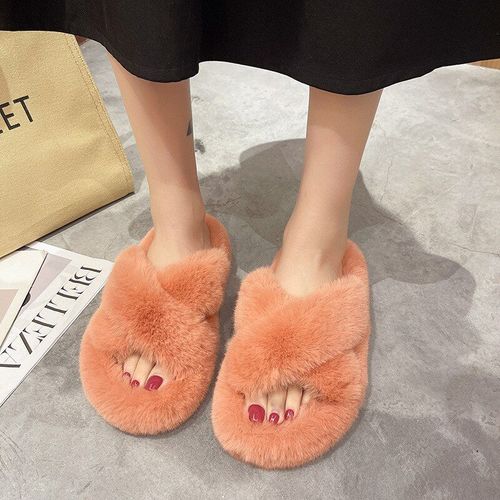 Chaussures D'hiver En Coton Pour Femmes, Pantoufles Chaudes En Fausse Fourrure, La Mode, Plates Enfiler,