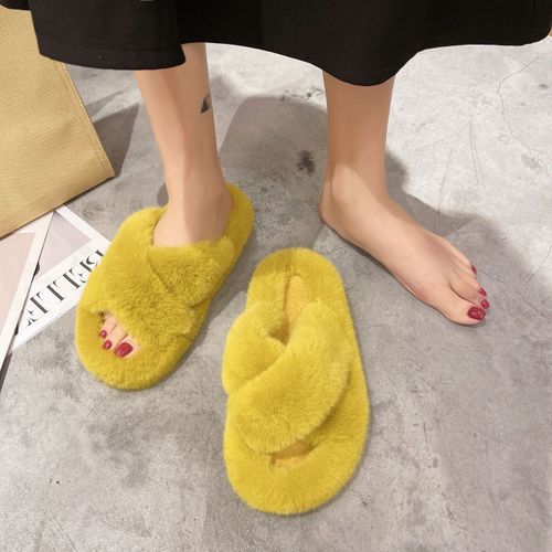 Chaussures D'hiver En Coton Pour Femmes, Pantoufles Chaudes En Fausse Fourrure, La Mode, Plates Enfiler,