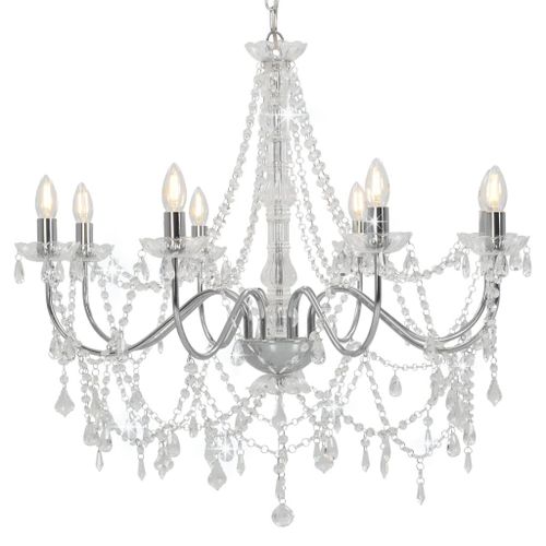 Vidaxl Lustre Avec Perles Argenté 8 Ampoules E14