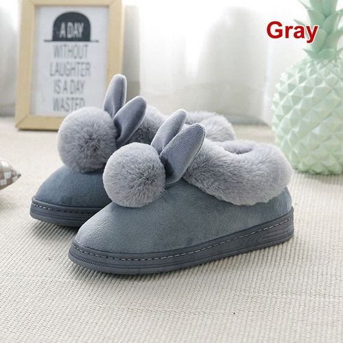 New Fashion Autumn Winter Cotton Slippers Rabbit Ear Home Indoor Slippers Winter Warm Shoes Womens Cute Plus Plush Slippers