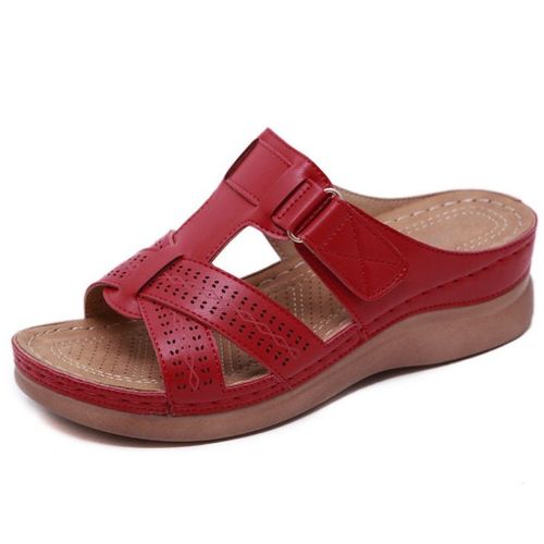 Summer Women Premium Orthopedic Open Toe Sandals Vintage Anti-slip Breathable Leather Casual Female Platform Retro Shoes