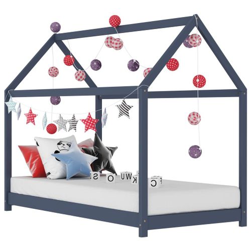 Vidaxl Cadre De Lit D'enfant Gris Bois De Pin Massif 70x140 Cm