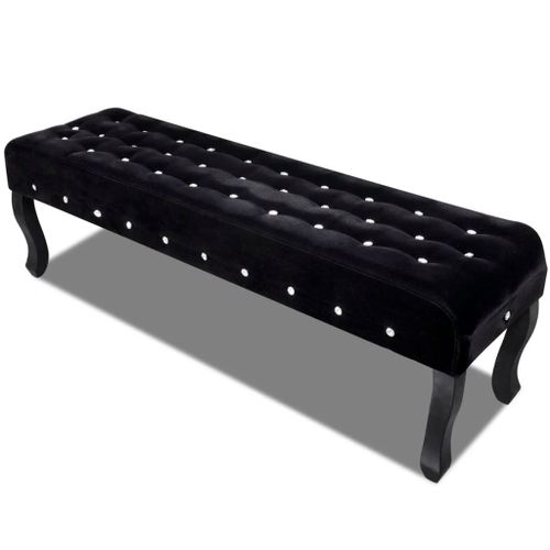 Vidaxl Banc Noir Tissu Velours Avec Boutons En Cristal