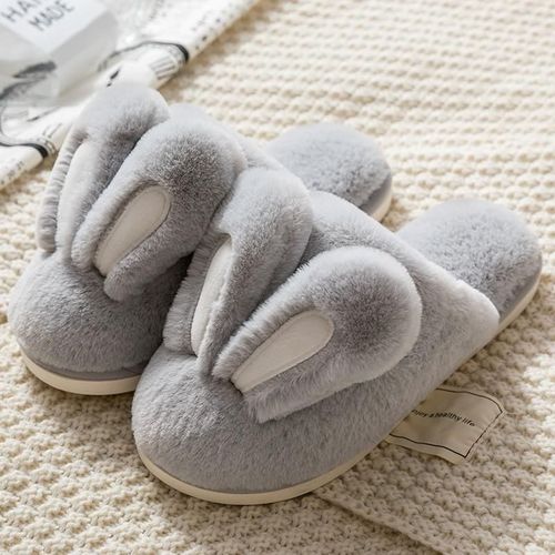 Chaussons Femme Maison Pantoufle Femme Hiver Pour Hommes Et Femmes Chaussures Chaudes D'hiver Pour Couples, Jolies Oreilles De Lapin, Semelle Souple, Intérieur Pour La Maison, Dames, Diapositives En Peluche, Zapatillas