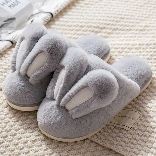 Chaussure Femme Pantoufle Chaussons Maison Hiver Pantoufles En Peluche Longues Oreilles De Lapin Pour Hommes Et Couples, Chaussures D'hiver Semelle Souple, Confortables Pour La Maison Et La Chambre Coucher