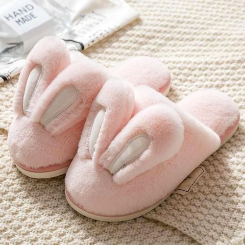 Chaussure Femme Pantoufle Chaussons Maison Hiver Pantoufles En Peluche Longues Oreilles De Lapin Pour Hommes Et Couples, Chaussures D'hiver Semelle Souple, Confortables Pour La Maison Et La Chambre Coucher