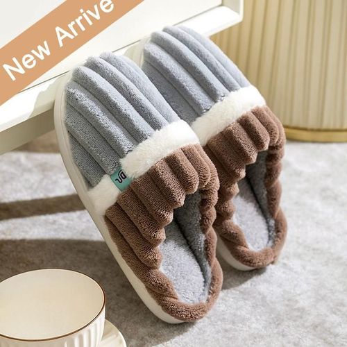 Chaussure Femme Pantoufles Hiver Chaudes D'hiver En Fausse Fourrure Pour Hommes Et Femmes, Diapositives En Peluche Pour Couple, Garçons Et Filles, Chaussures De Maison En Coton, Talon Plat, Chambre Coucher Intérieure